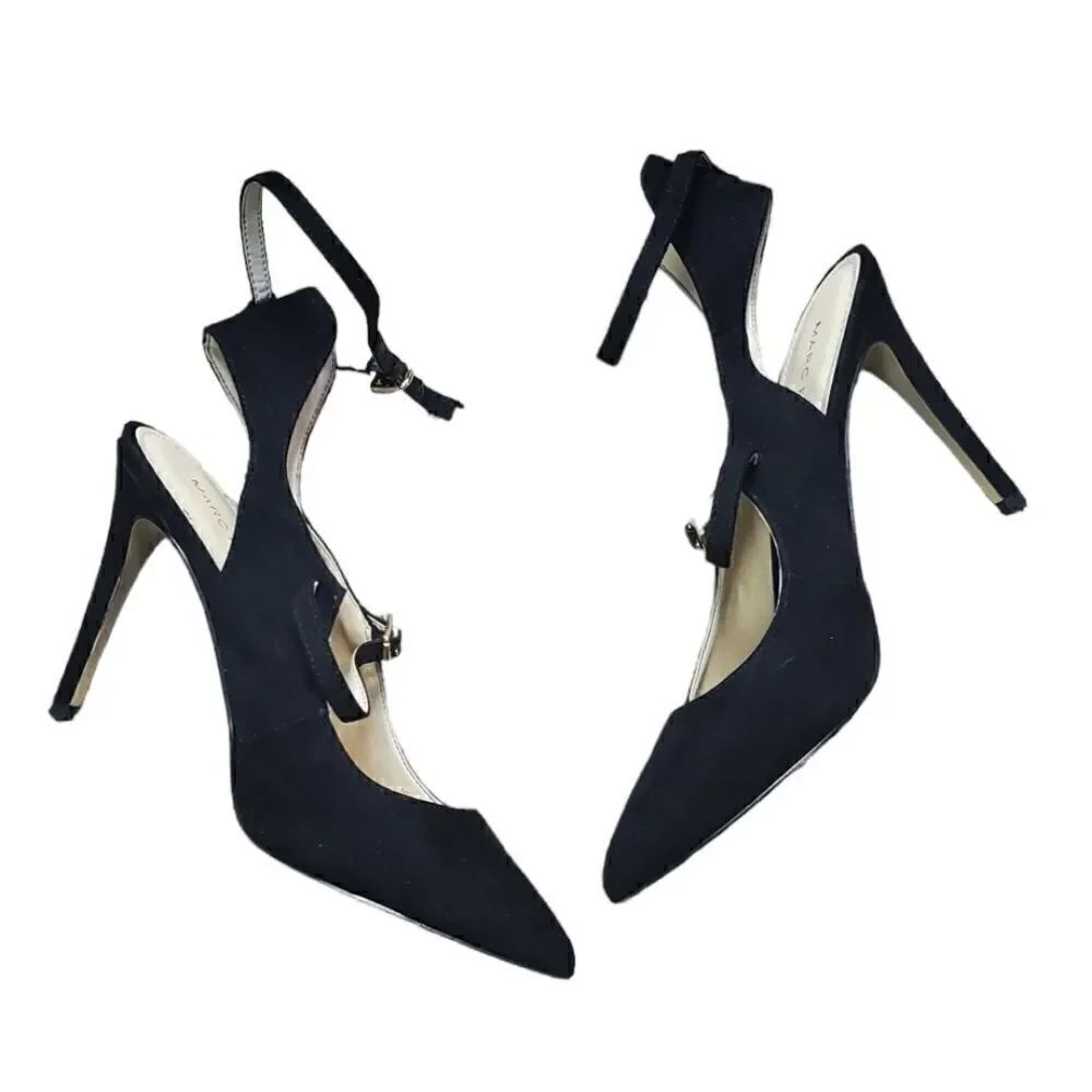 Marc Fisher Black Velvet Strappy Heels